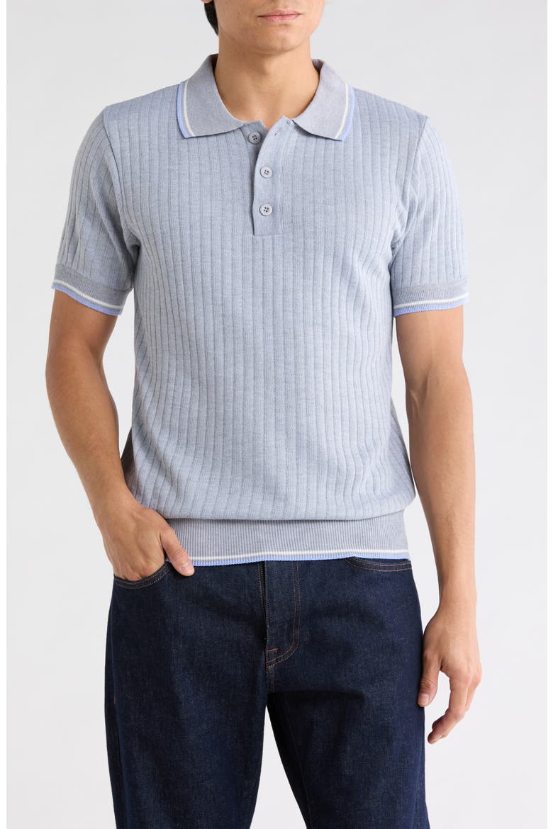 Knit Polo Sweater, Main, color, BLUE