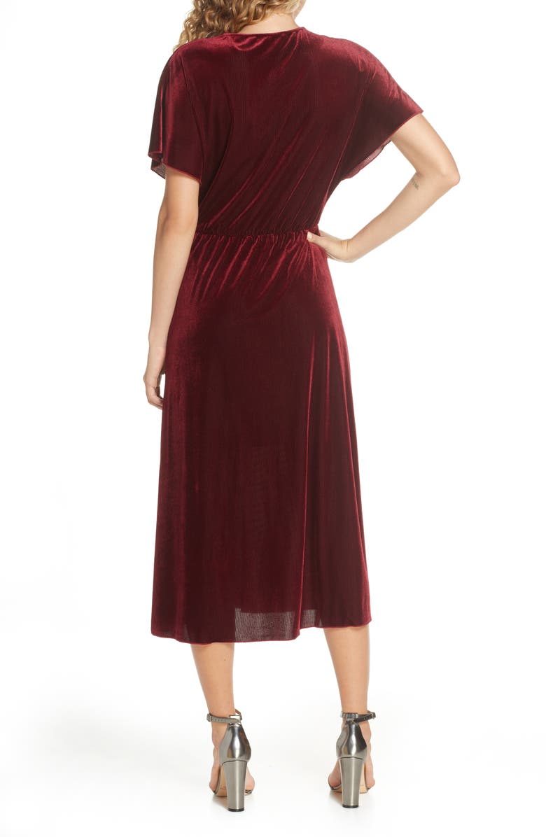 Charles Henry Texture Stripe Stretch Velvet Midi Dress, Alternate, color, 