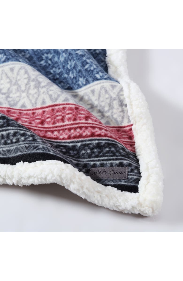 Eddie Bauer Fair Isle Plaid Faux Shearling Throw Blanket, Alternate, color,