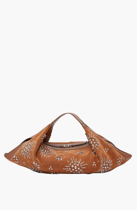 Studded Faux Suede Luna Bag