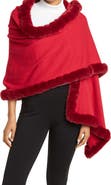 La Fiorentina Faux Fur Trim Wrap Scarf