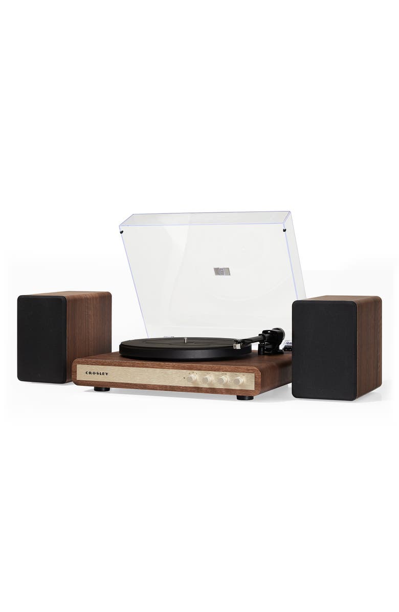 Crosley Radio C65 Vinyl Record Player with Speakers, Alternate, color, Walnut