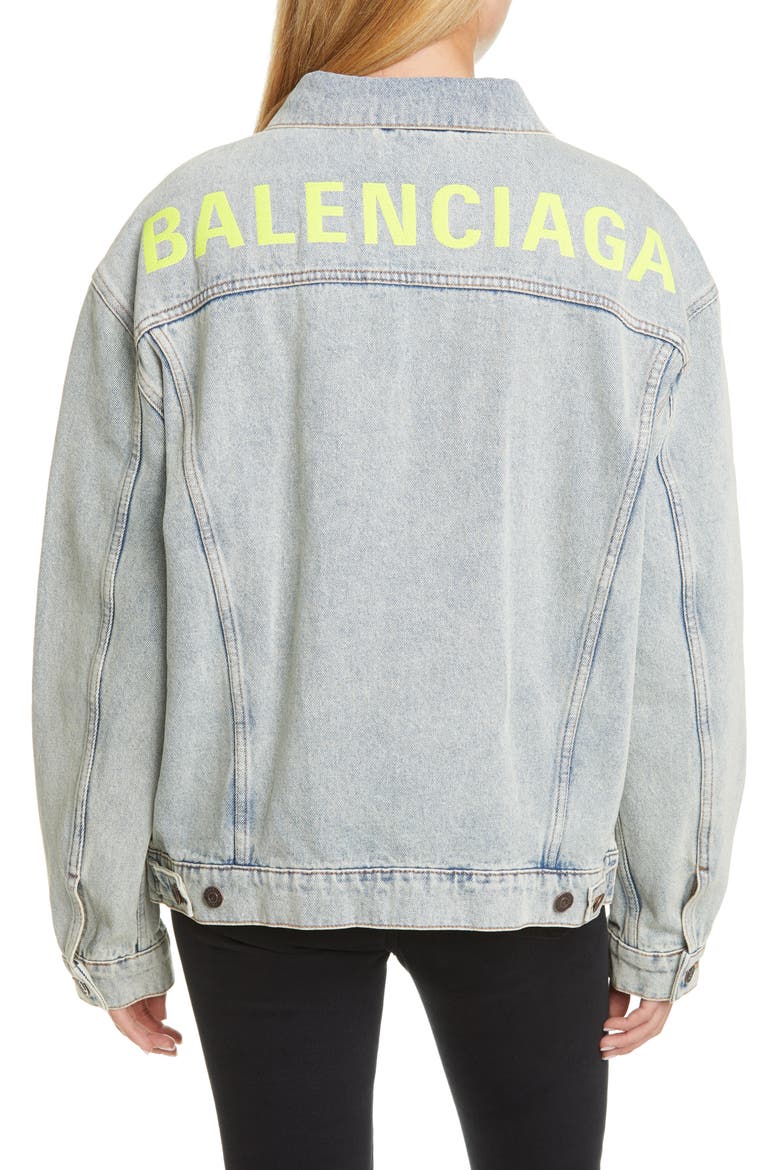 Back Logo Denim Jacket, Alternate, color, DIRT BLEACH BLUE