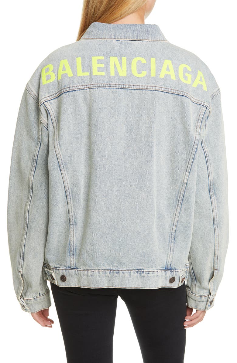 Balenciaga Back Logo Denim Jacket, Alternate, color,