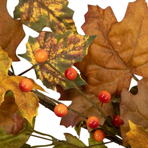 Northlight Maple Leaves And Berries Artificial Fall Harvest Garland In Brown