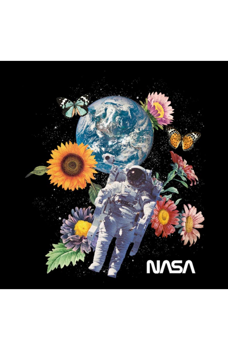 NASA Men's NASA Floral Astronaut in Space Graphic T-Shirt, Alternate, color, Black