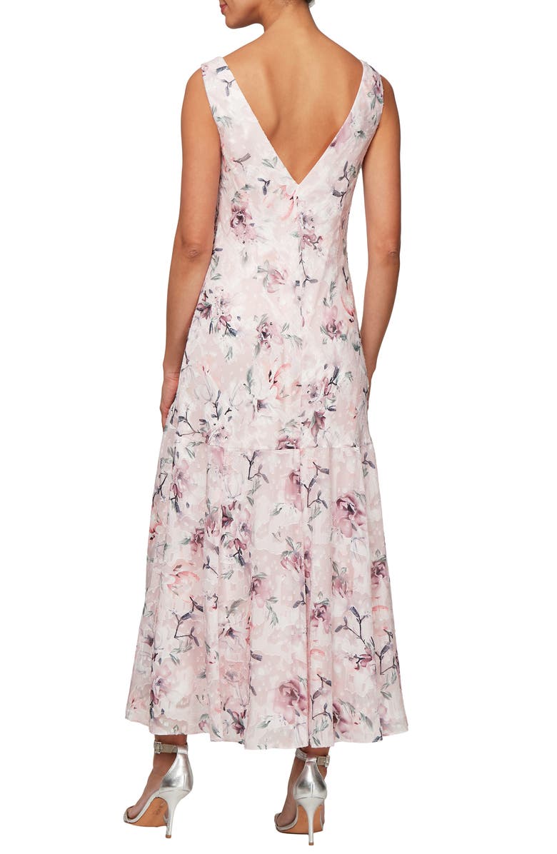 Alex Evenings Floral Burnout High/Low Chiffon Dress with Wrap, Alternate, color, Blush Multi