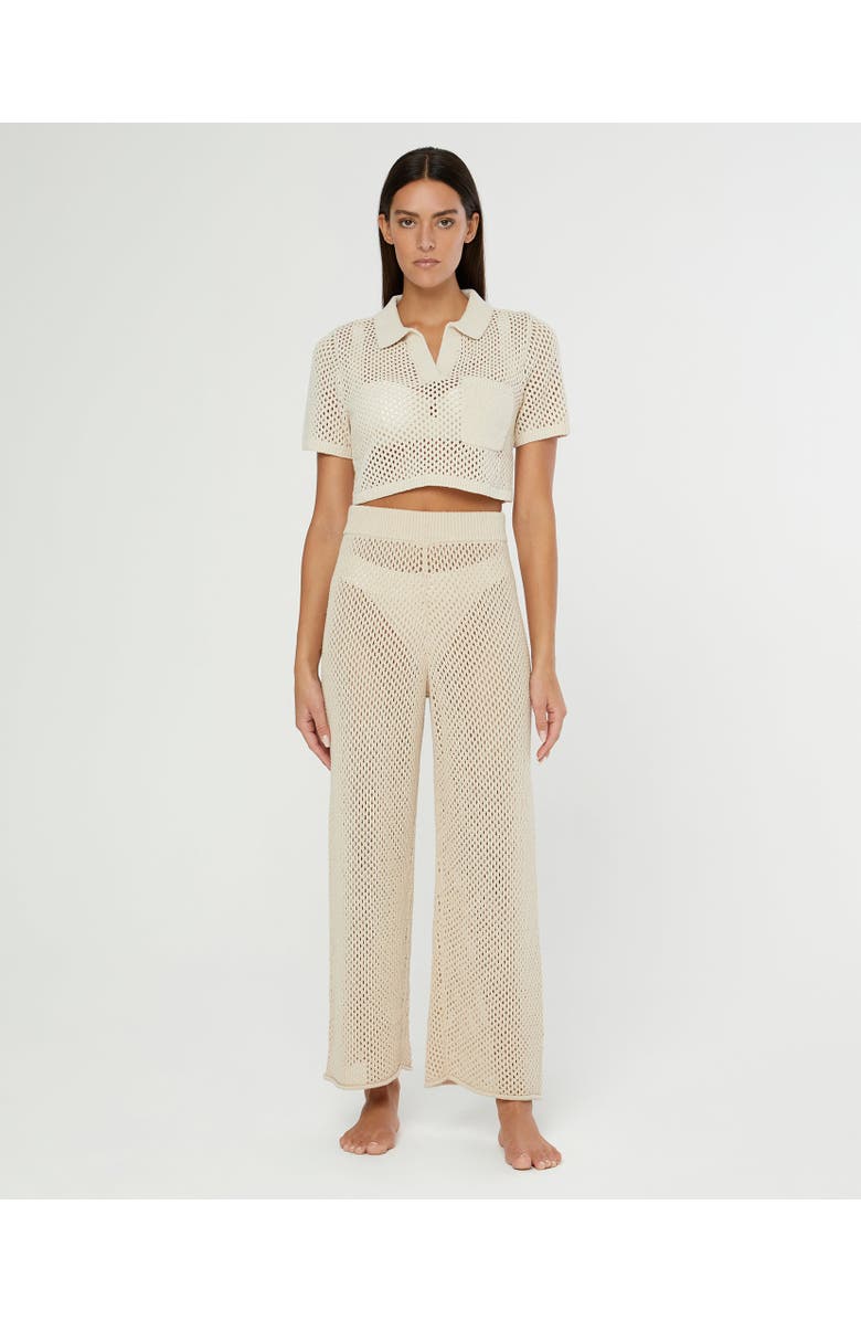 Onia Knit Crochet Wide Leg Pant, Main, color, Sandshell