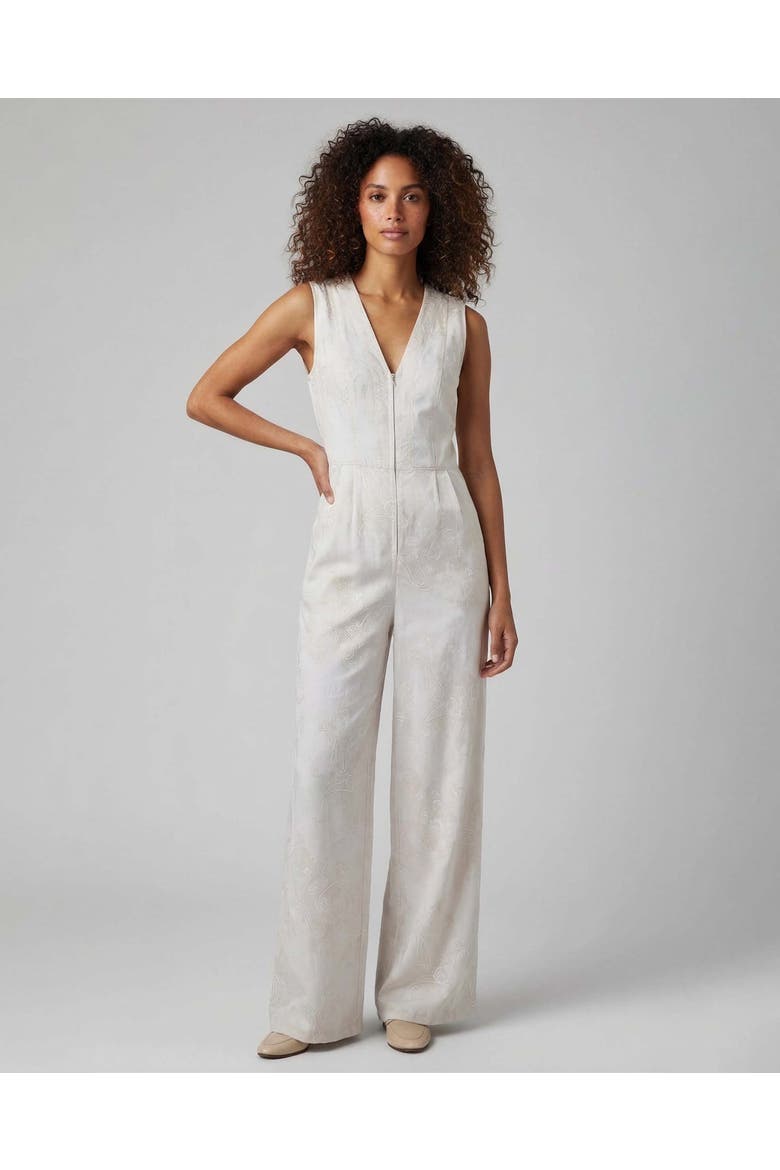 Paisley Explosion Womens Tailored Jumpsuit, Main, color, Paisley Explosion Ivory