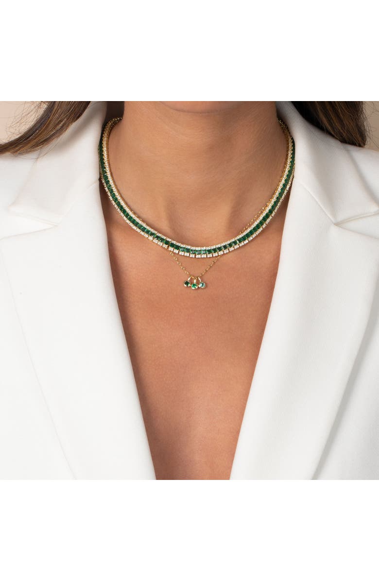 BY ADINA EDEN Colored CZ Triple Bezel Shaker Charm Necklace, Alternate, color, 