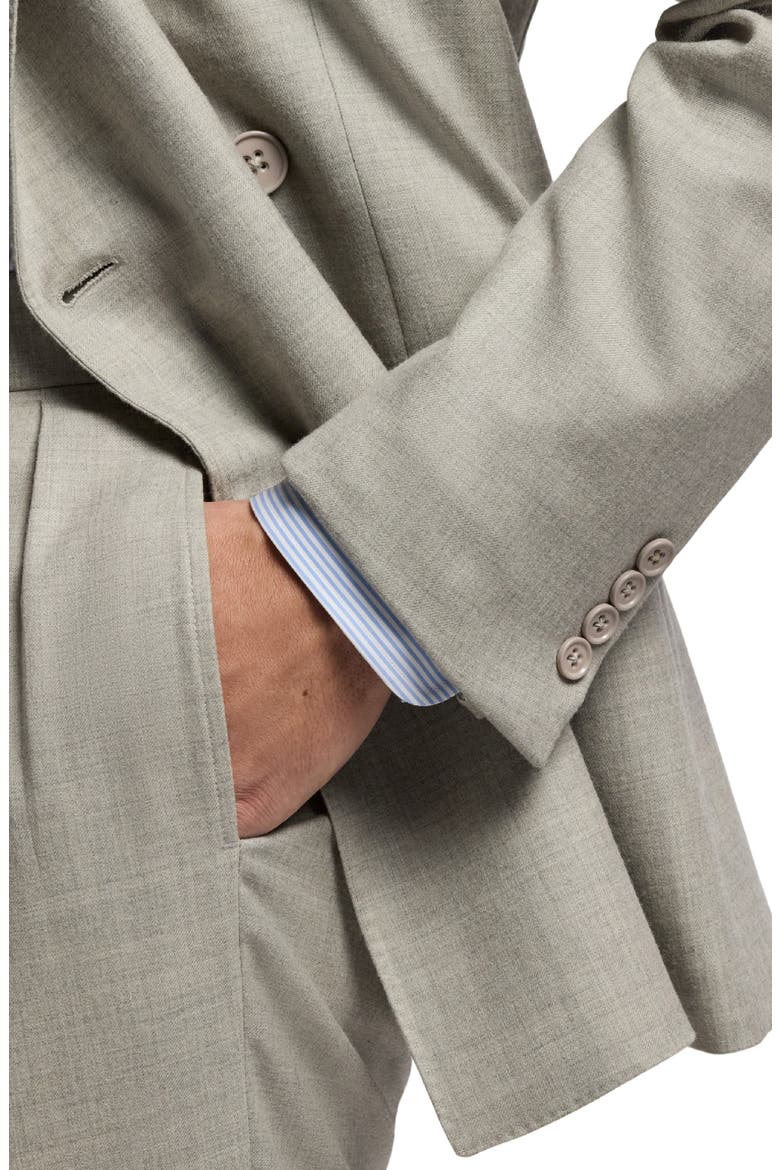 Double Breasted Worsted Flannel Suit, Alternate, color, GREY