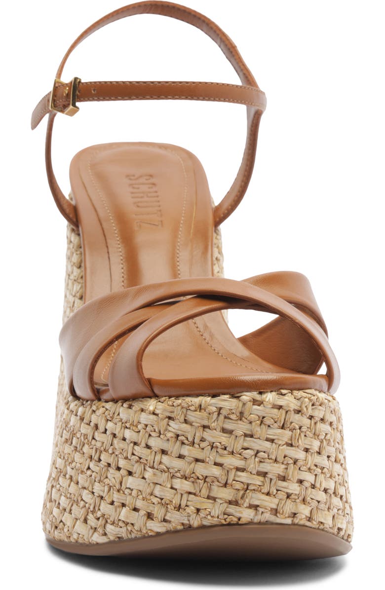 Schutz Keefa Platform Wedge Ankle Strap Sandal, Alternate, color, Burnt Honey