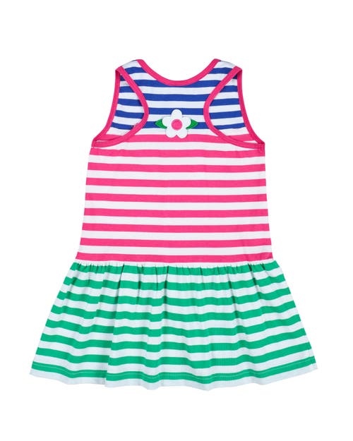 FLORENCE EISEMAN FLORENCE EISEMAN STRIPE KNIT DRESS WITH FLOWERS
