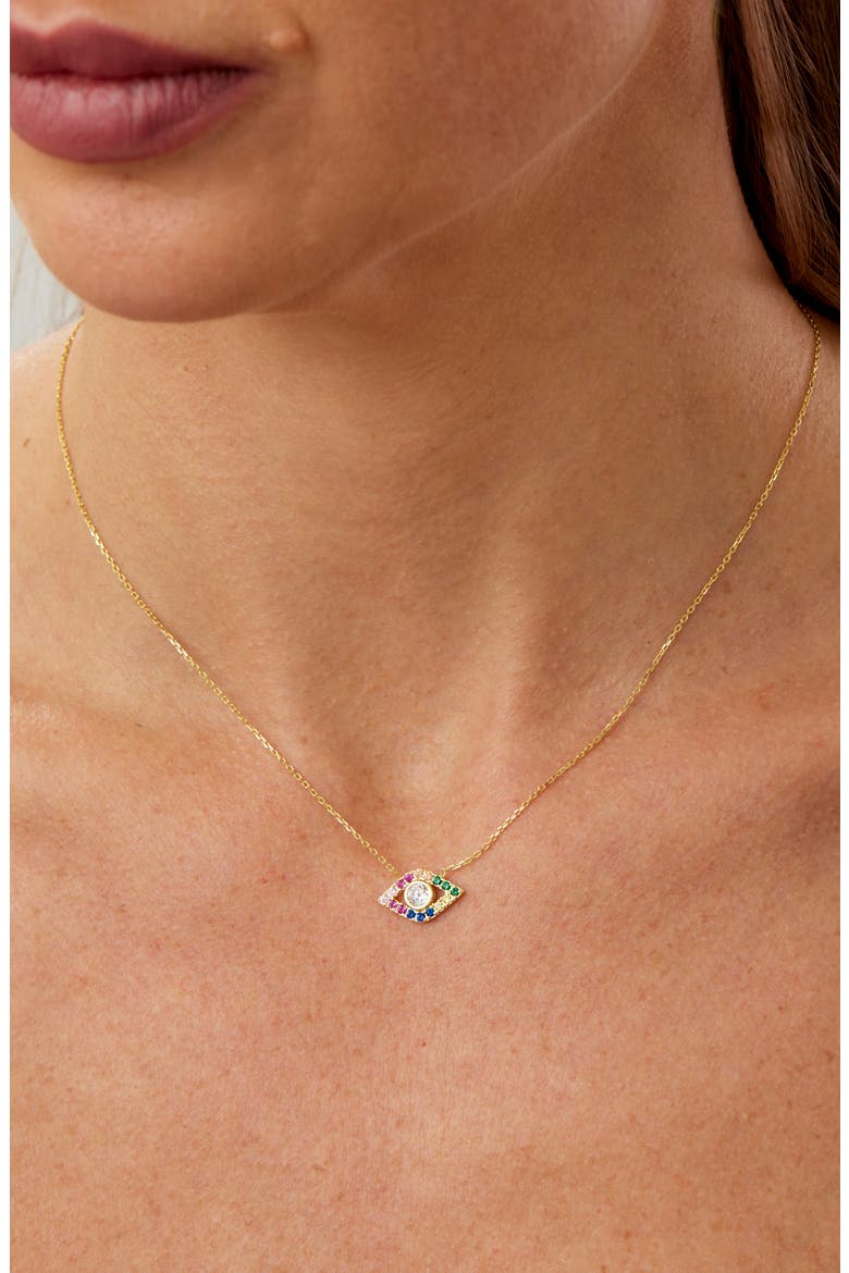 Rainbow Evil Eye Pendant Necklace, Alternate, color, YELLOW