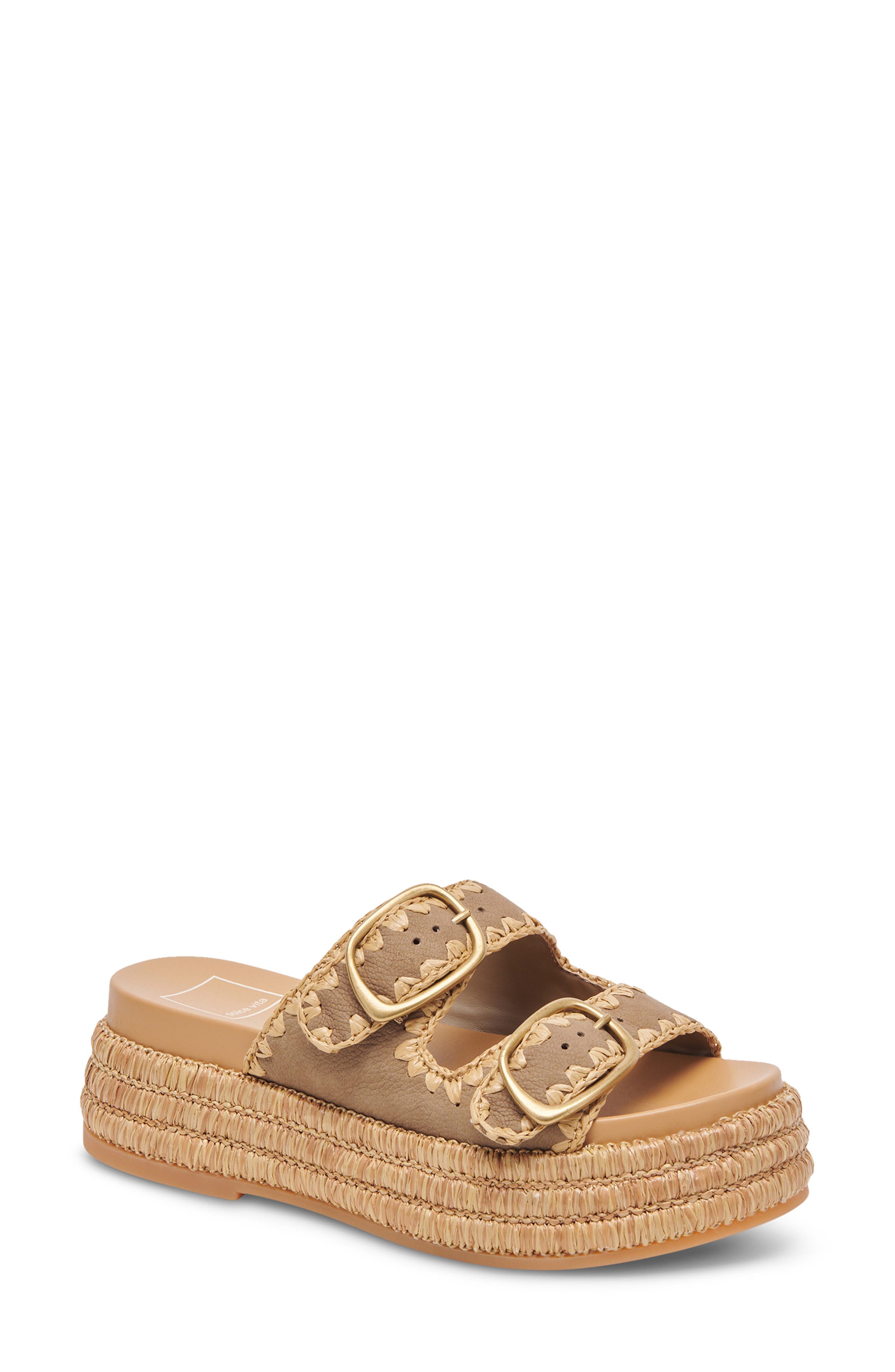 Wanika Espadrille Platform Slide Sandal, Main, color, ALMOND NUBUCK