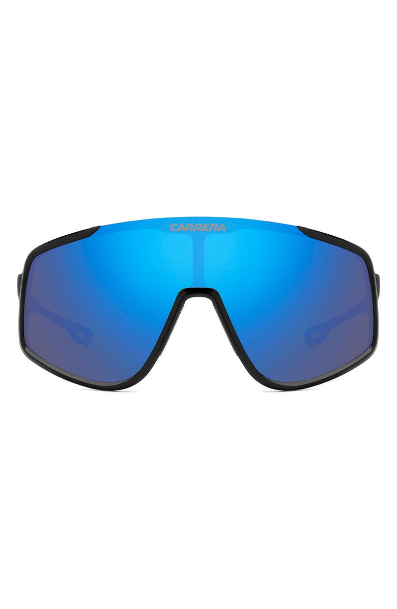 Carrera Eyewear 99mm Shield Mirrored Sunglasses, Alternate, color, Black Blue