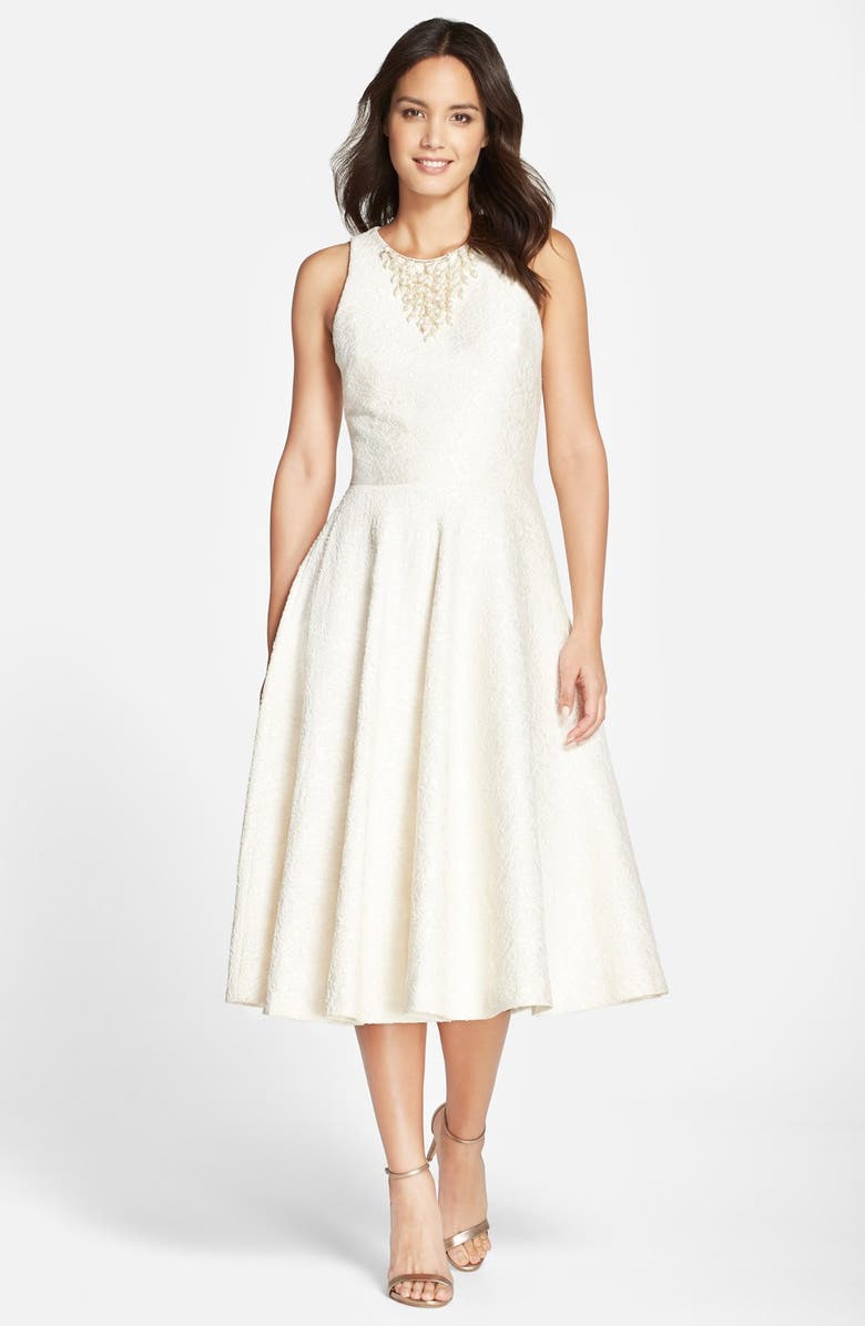 Vera Wang Embellished Jacquard Midi Dress, Main, color, 