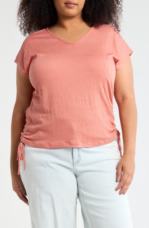 V-Neck Side Cinched Top (Plus)