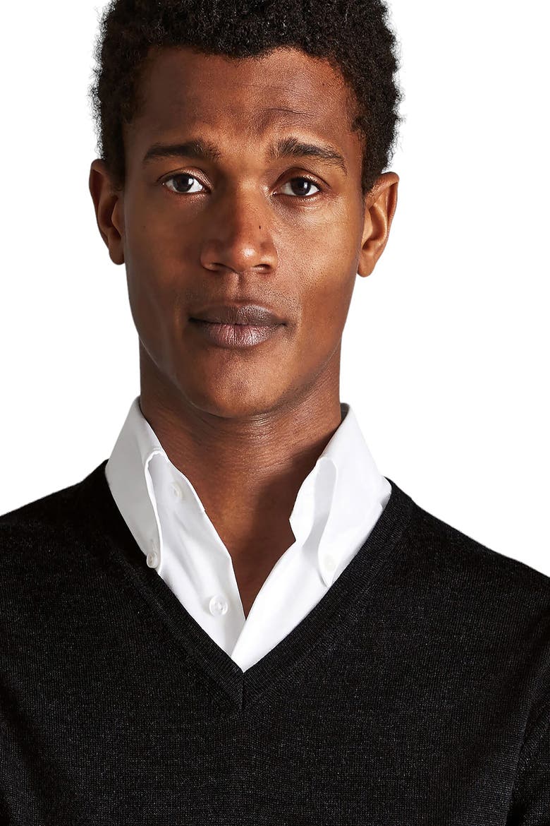 Pure Merino V Neck Sweater, Alternate, color, DARK CHARCOAL