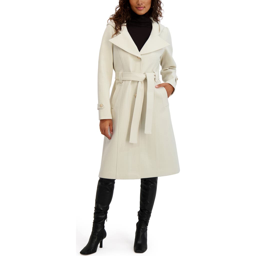 Kensie Belted Plush Trench Coat in Ivory  product