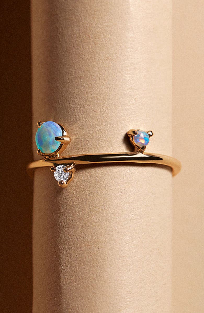 Wwake Counting Collection Three-Step Balloon Opal & Diamond Ring, Alternate, color, 