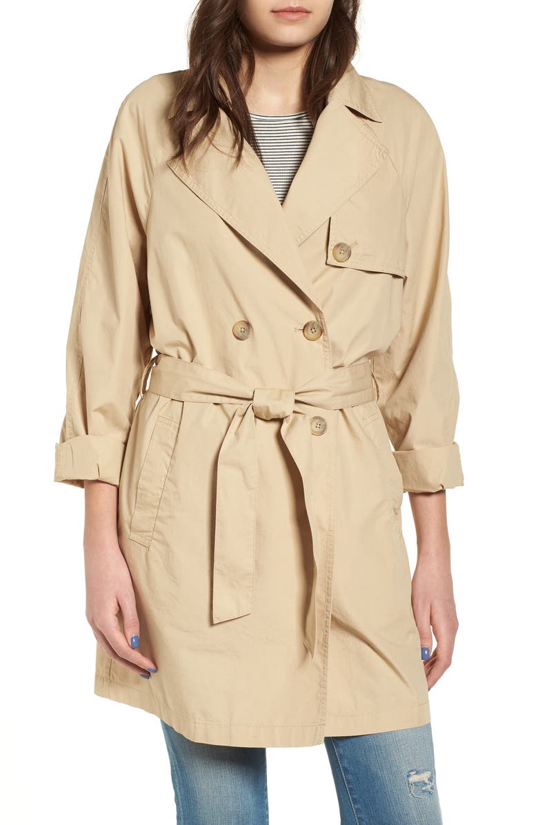 BP. Double Breasted Belted Trench Coat, Alternate, color,