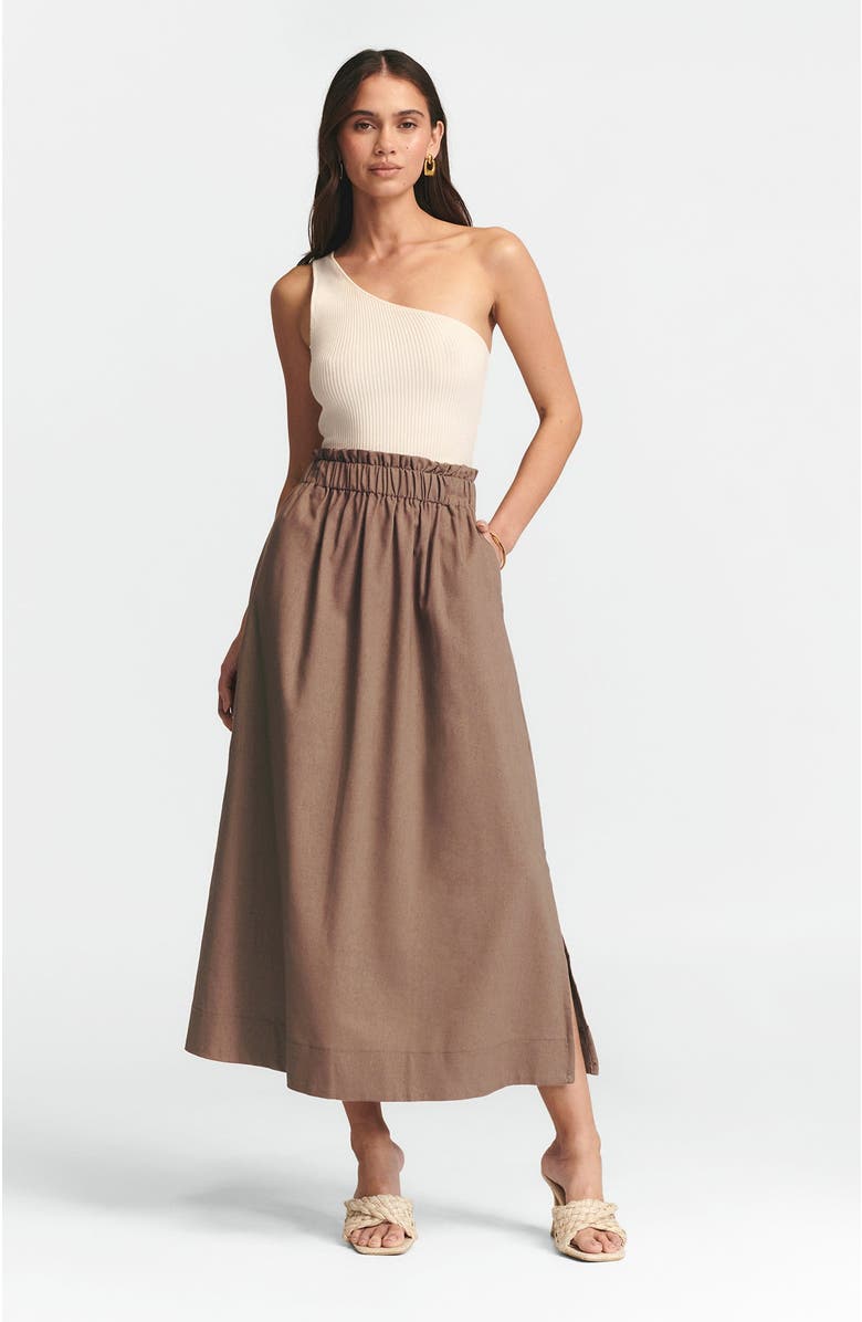 ST MRLO Meli Linen Skirt, Alternate, color, Cacao