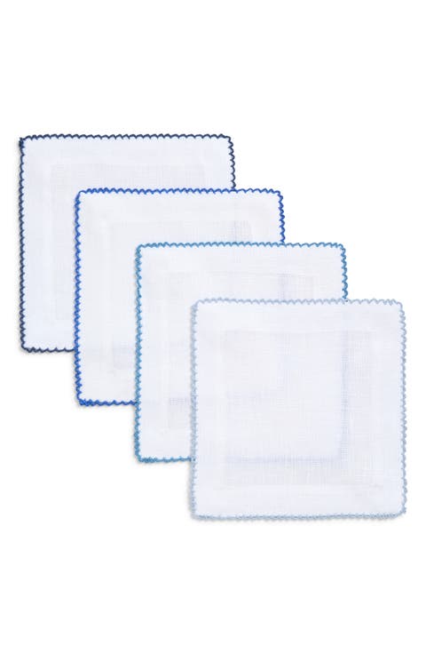 Picot Edge Set of 4 Linen Cocktail Napkins