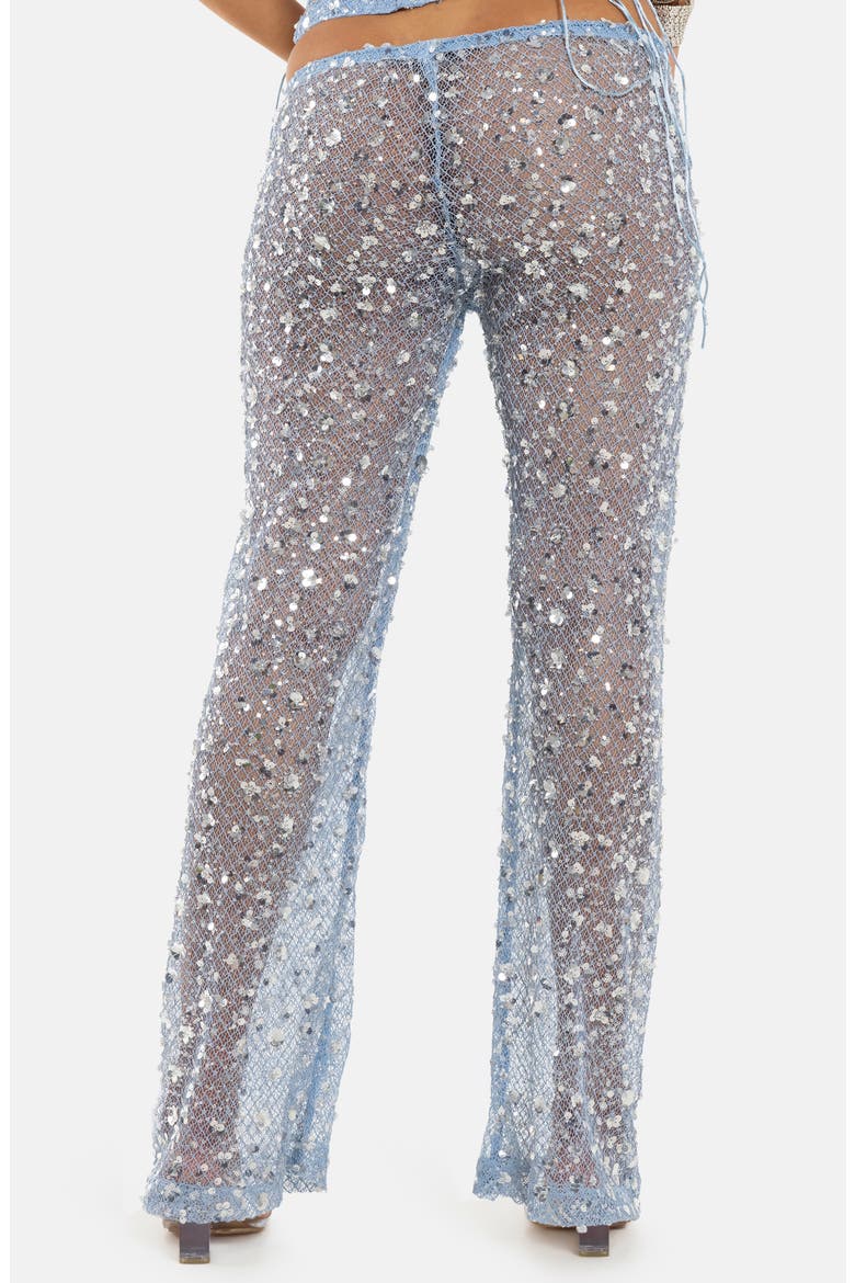 Sequin Embellished Sheer Lace Pants, Alternate, color, TURQUOISE