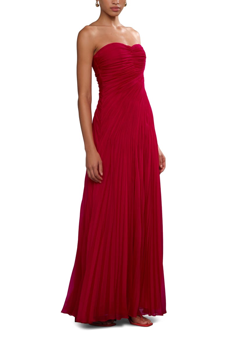 Elea asymmetrical pleated gown, Alternate, color, Solstice Red