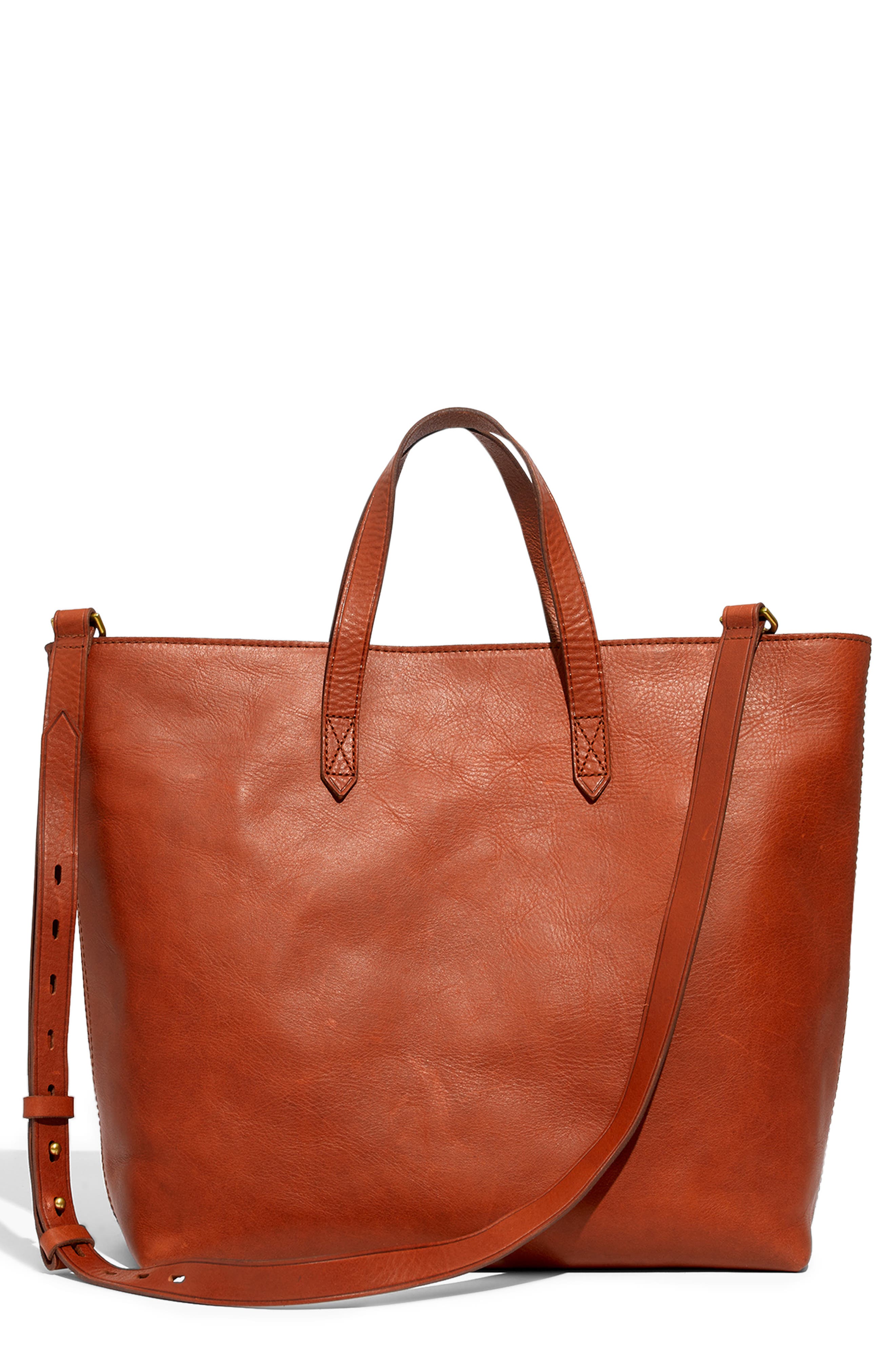 Zip Top Transport Leather Carryall, Main, color, ENGLISH SADDLE