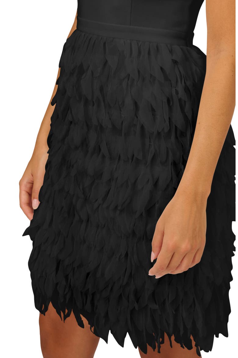 Asymmetric Chiffon & Crepe Knit Cocktail Dress, Alternate, color, BLACK