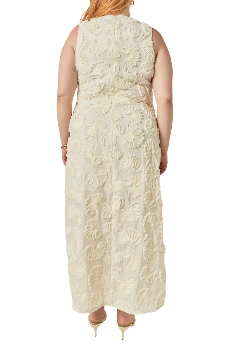 Floral Applique Sleeveless Midi Dress, Alternate, color, CREAM