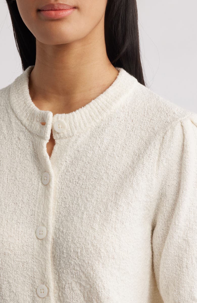 MARGARET O'LEARY Pleated Short Sleeve Cotton Blend Cardigan, Alternate, color, 