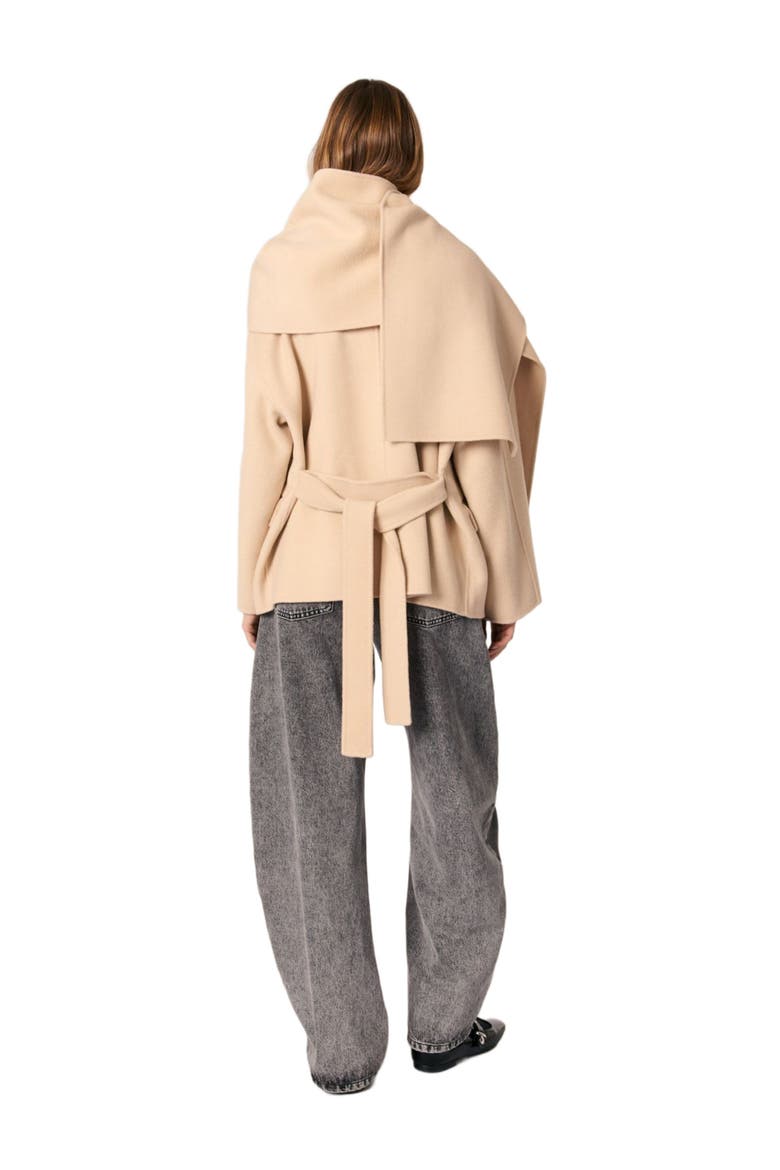 Double-faced coat with scarf, Alternate, color, Beige