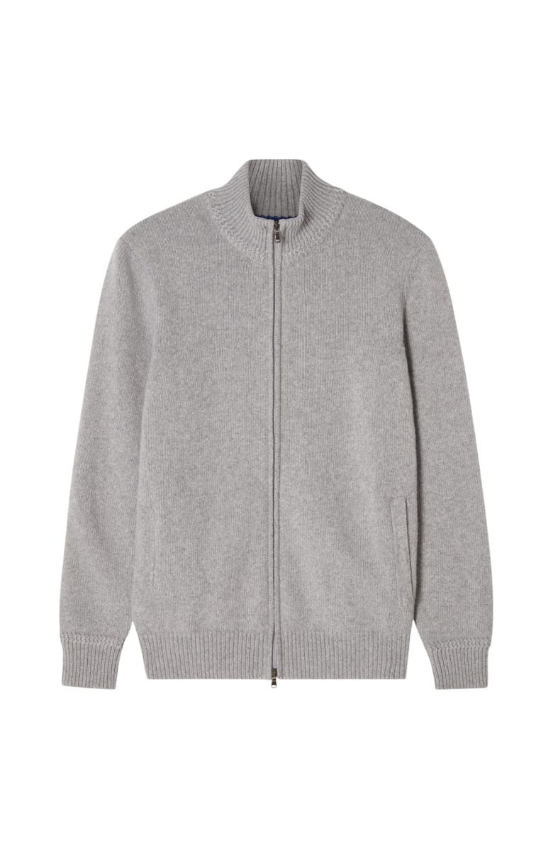 Robert Talbott Graham Cashmere Blend Full Zip Sweater, Main, color, Light Gray