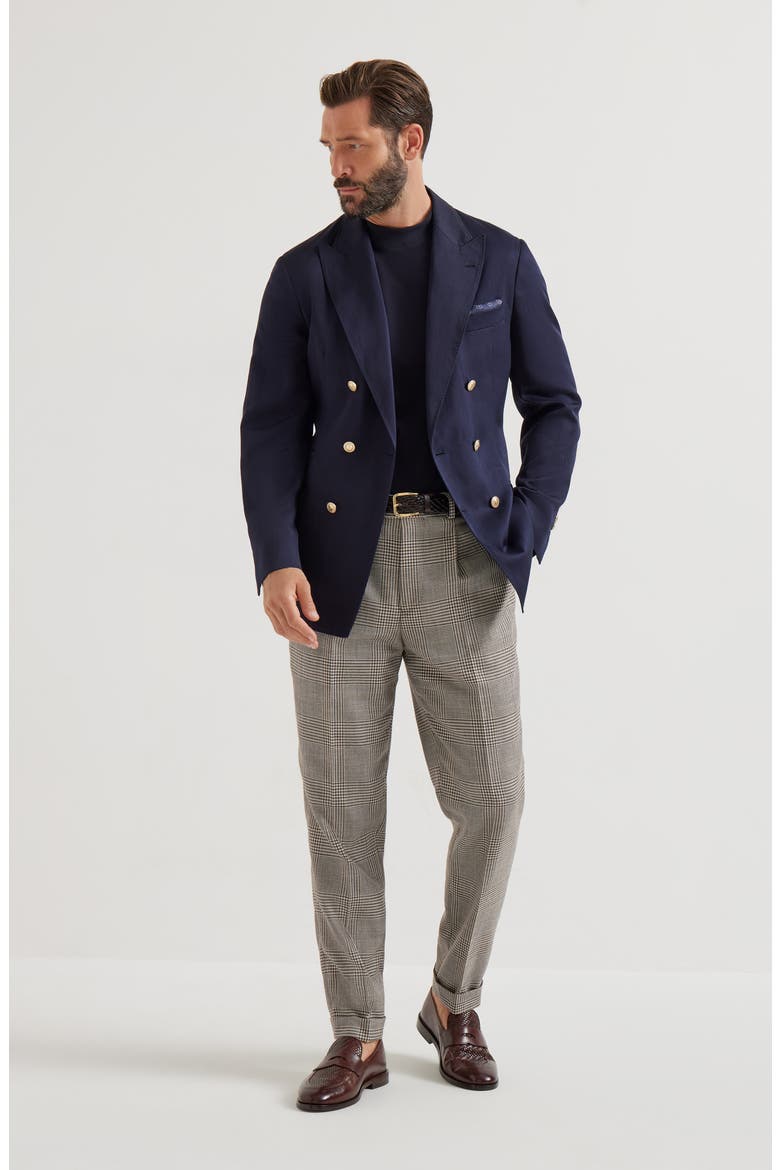 Prince of Wales trousers, Alternate, color, Brown