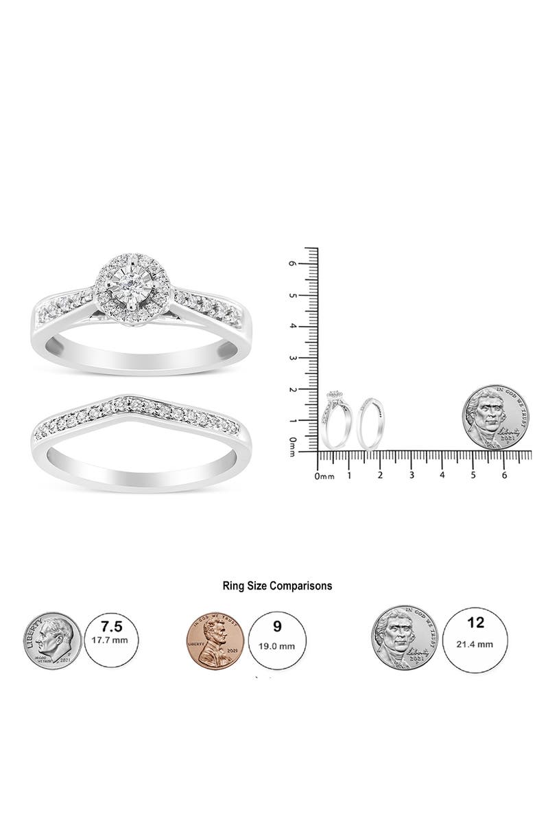 Haus of Brilliance Silver 1/3 Cttw Diamond Halo and Pave Shank Engagement Ring Set, Alternate, color, Silver