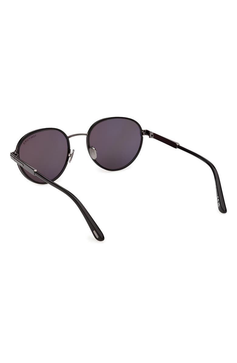 TOM FORD Jet 51mm Round Sunglasses, Alternate, color, Black Dark Gunmetal / Smoke