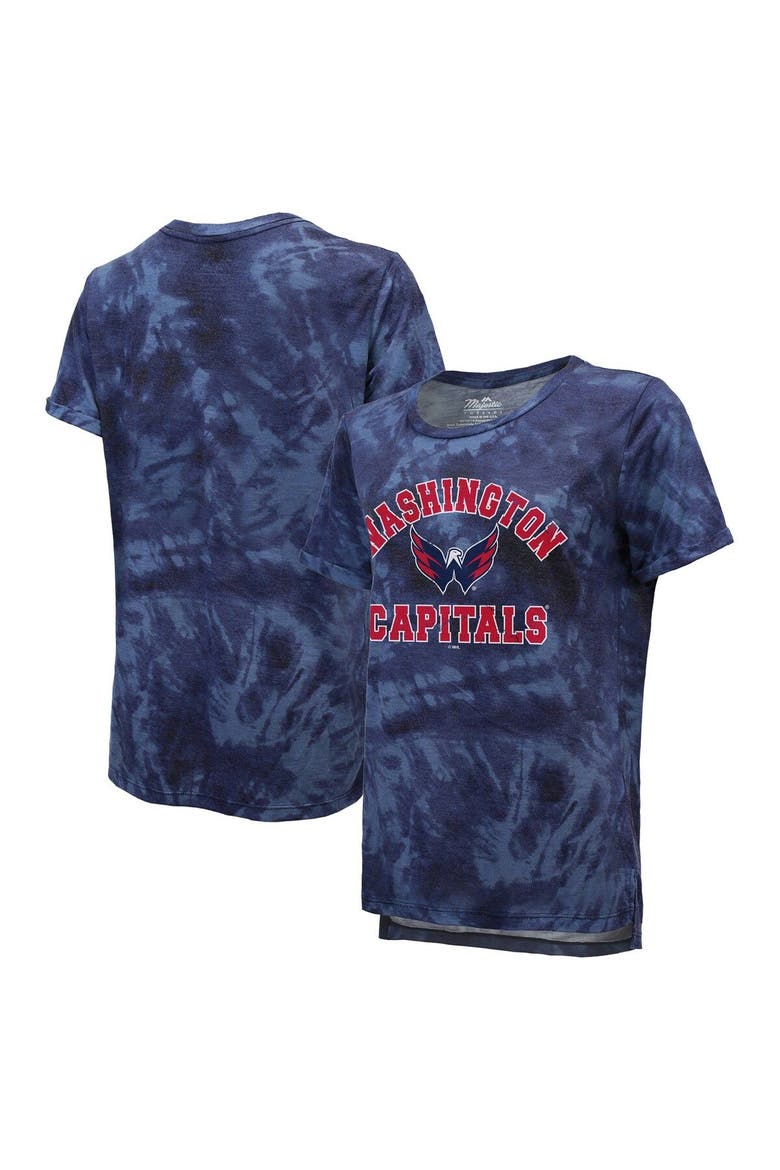 Women's Majestic Threads Navy Washington Capitals Boyfriend Tie-Dye Tri-Blend T-Shirt, Main, color, Navy