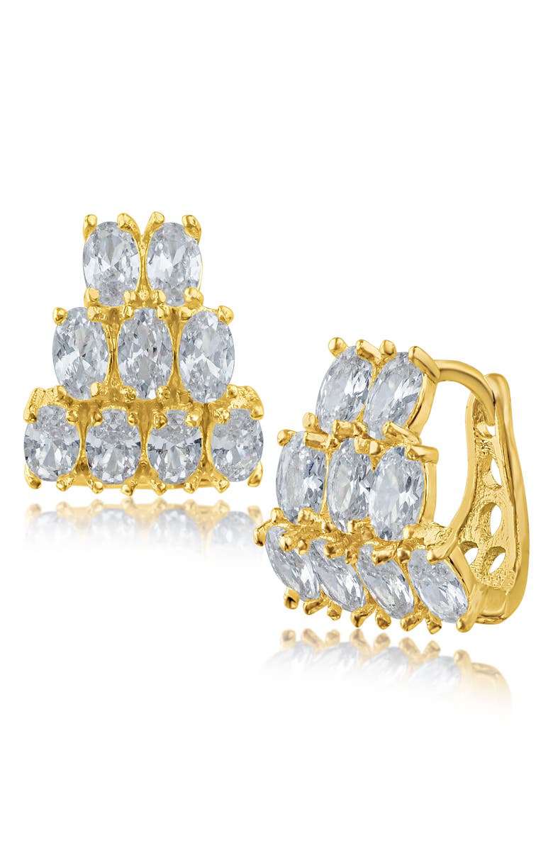 CZ by Kenneth Jay Lane 14K Gold Plated Oval Cubic Zirconia Huggie Hoop Earrings, Main, color, 