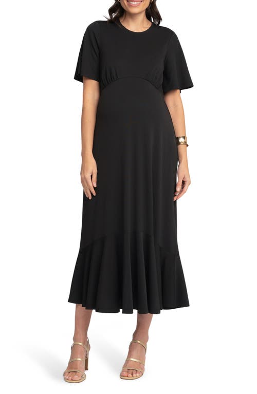 Shop Seraphine Jersey Maternity Midi Dress In Black