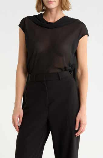 Cowl Neck Scarf Detail Sheer Top