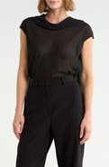 Renee C Cowl Neck Scarf Detail Sheer Top