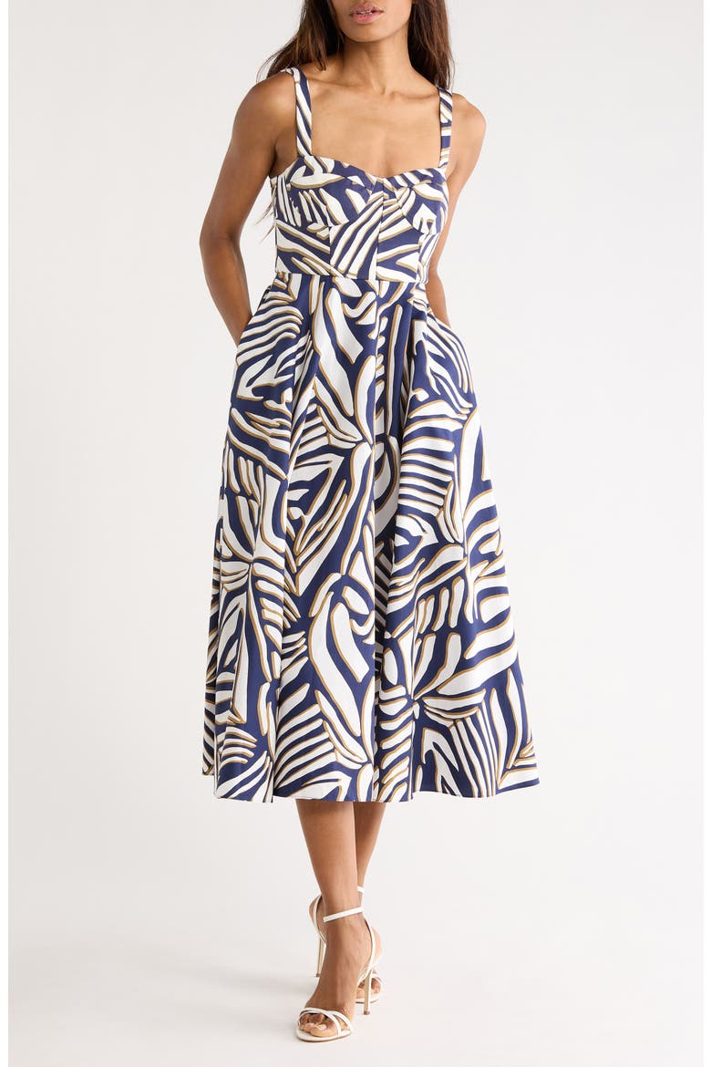 Audrey Floral Print Sleeveless Sundress, Main, color, SAVANNA SHADOW NAVY