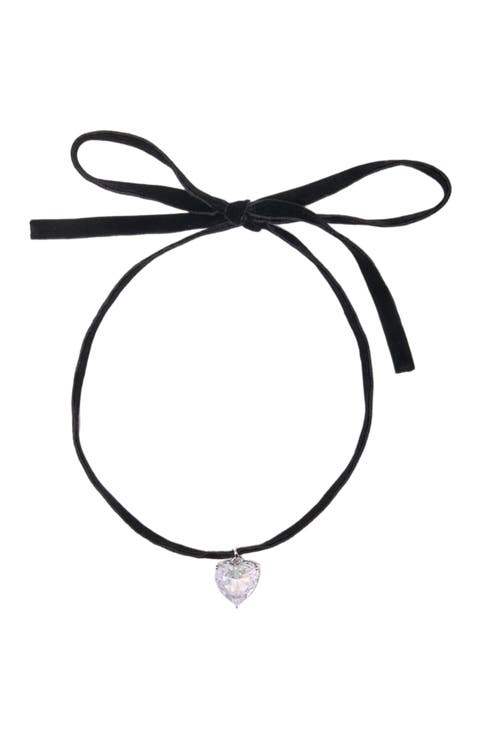 Heart necklace with velvet cord