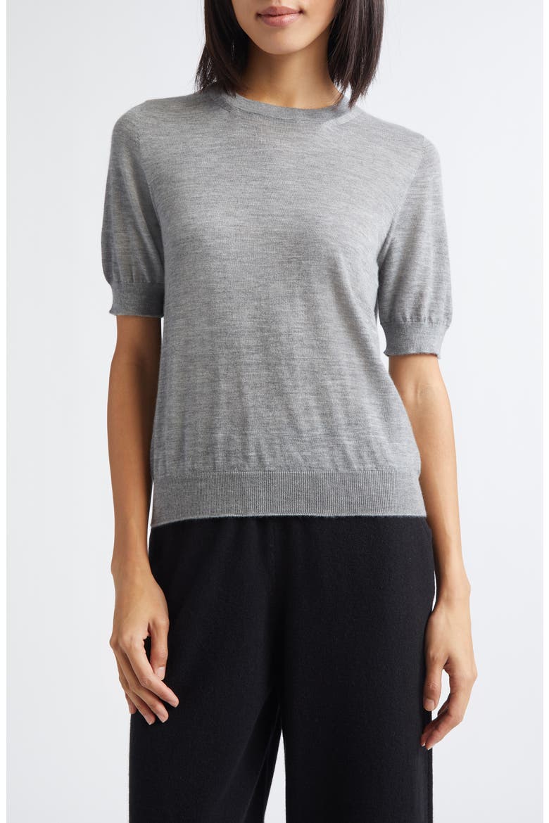 Classic Cashmere Short Sleeve Sweater, Main, color, LIGHT GREY