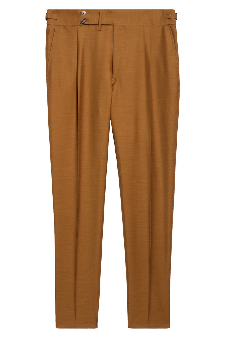 Unito Pleated Wool, Mohair & Silk Pants, Main, color, MEDIUM BROWN 420