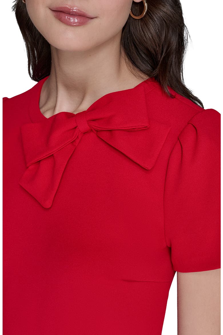 Bow Accent Scuba Crepe Sheath Dress, Alternate, color, ADMIRAL RED