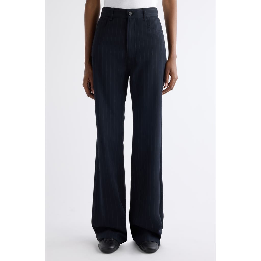 Acne Studios Poltana Fluid Pinstripe Bootcut Trousers In Blue